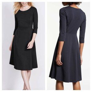 Boden Elegant Irene Womens US 4R Ponte Skater Dress Fitted Black Cotton Blend